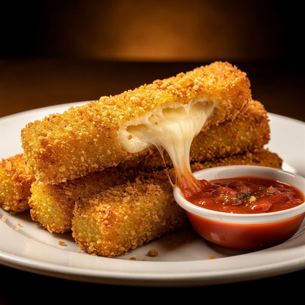 Palitos de queijo empanados com molho